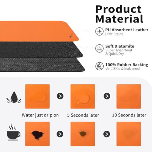 Coffee Mat Absorbent Hide Stain Rubber Backed Dish Drying Mat for Kitchen Counter