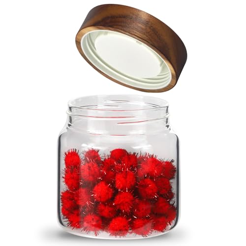 16 oz Glass Jars with Airtight Lid Spice Jar Round Storage Canister with Clear Glass Food Jar for Pantry Sugar Tea Coffee Bean Spice Nuts Cookies Bath Salts