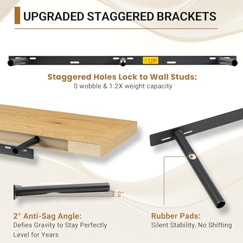 12 Inch Deep Floating Shelves 55 inch Long (2 Count)