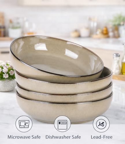 8.75'' Large Ceramic Pasta Bowls (4 Count)