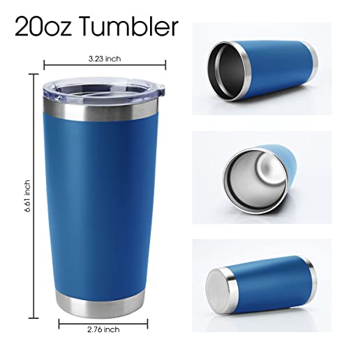 20oz Tumblers Stainless Steel Mugs with Lid Double Wall Vacuum Insulated Coffee Cups for Cold & Hot Drinks (8 Count)