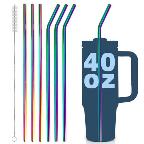for Stanley Quencher 40oz Tumbler 6x Metal Stainless Steel Straws