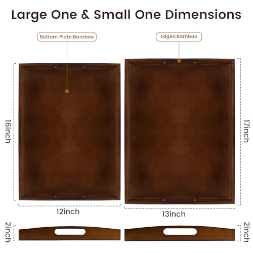 Bamboo Serving Tray with Handles (2 Count)