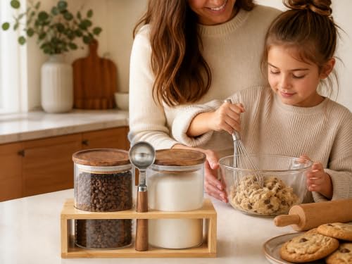 Glass Baking Canister Set with Scoop & Rack