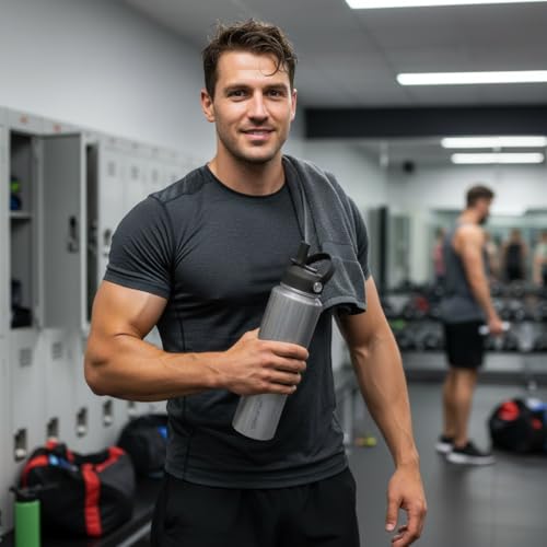 Water Bottle Wide Mouth Stainless Steel Vacuum Insulated Double Wall Keep Liquids Cold or Hot All Day