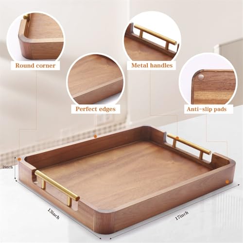 Acacia Wood Serving Tray with Handles