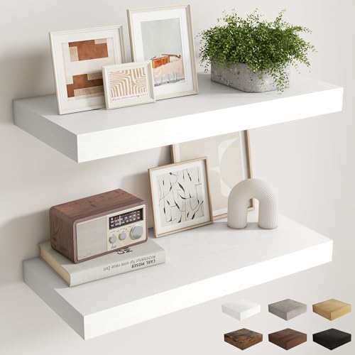 30 Inch White Floating Shelves for Wall (2 Count)