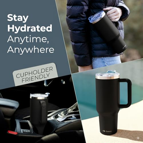 40 oz Tumbler With Handle and Straw Made of Stainless Steel