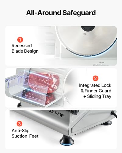 Meat Slicer 8.6" Electric Deli Slicer with 2 SUS420 Blades