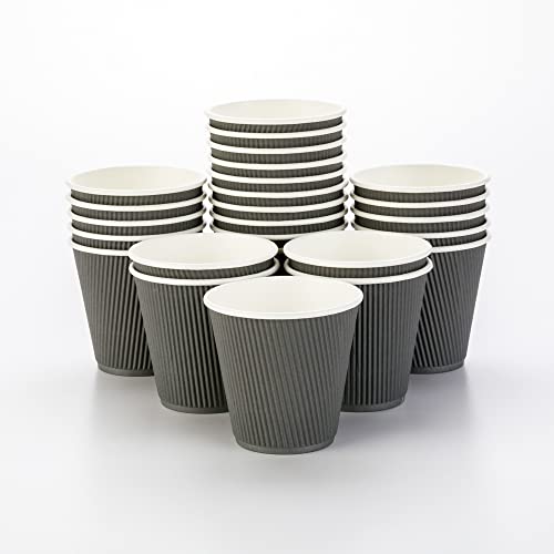 Coffee Cups 500 Pack of 8 oz Paper Ripple Wall Espresso Cups Insulated Leakproof Disposable (500 Count)