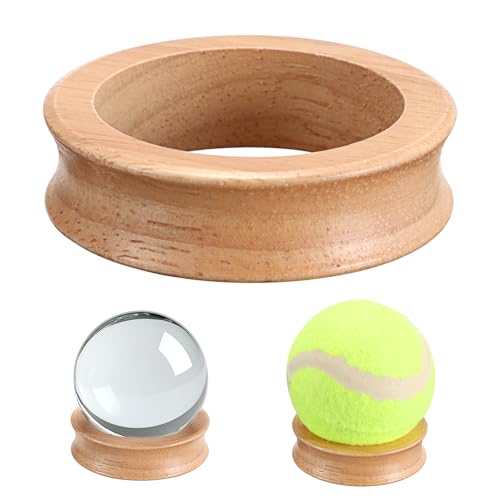Pack of 3 Wooden Sphere Holder Display Stand for Crystal Sport Ball (3 Count)