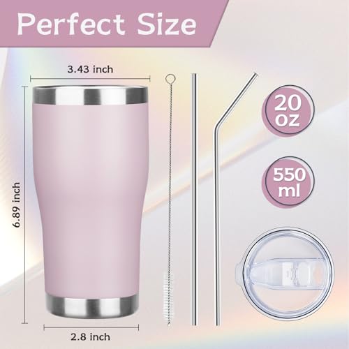 20oz Insulated Tumbler with Lid Straw Travel Coffee Mug