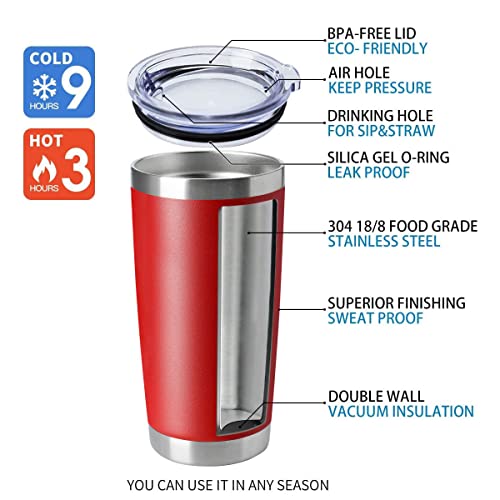 20oz Tumblers Stainless Steel Mugs with Lid Double Wall Vacuum Insulated Coffee Cups for Cold & Hot Drinks (8 Count)