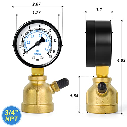 0 15Psi Forged Brass Air Test Pressure gauges