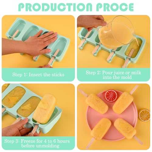 Large Oval 4 Cavities Silicone Popsicle Molds (4 Count)