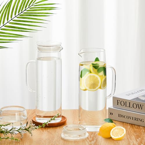 2 Sets Glass Pitcher with Lid