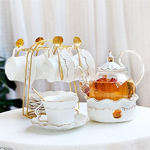 Afternoon Tea Ceramic Pot & Cup Set Saucer Spoon Glass Teapot Coffee Cup Household Supplies