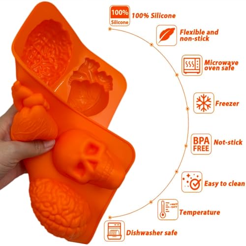 2 Pack Brain Heart Skull Cake Mold
