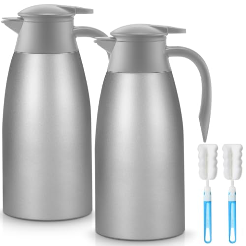 2 Pcs Thermal Coffee Carafe Insulated Stainless Steel Coffee Carafe for Hot Liquid Vacuum Thermal Pot Creamer Pitcher Dispenser with Brushes Keeping Hot Water Milk (2 Count)