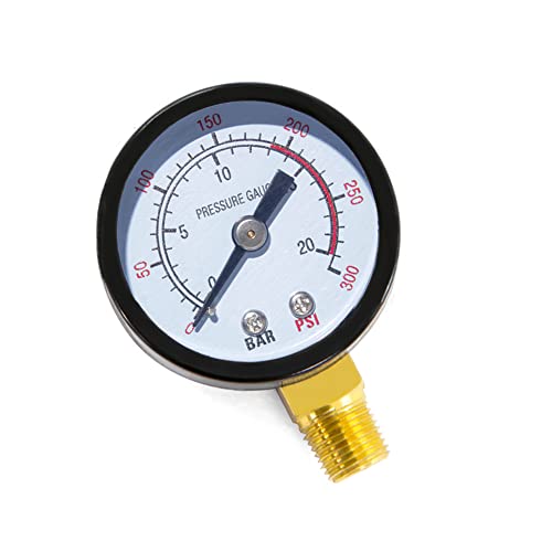 1 8" NPT 300Psi Steel Economical All Purpose Pressure Gauge with Brass Internals 1.5" Dial Display Bottom Mount