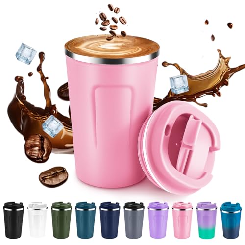 12 oz Double Wall Insulated Vacuum Travel Coffee Mug with Flip Lid