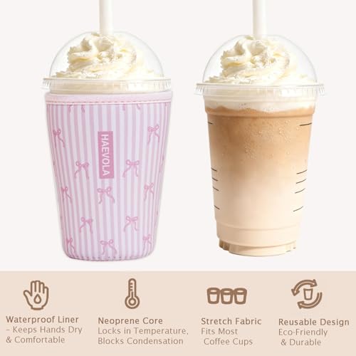Reusable Insulated Neoprene Iced Coffee Cup Sleeve (3 Count)