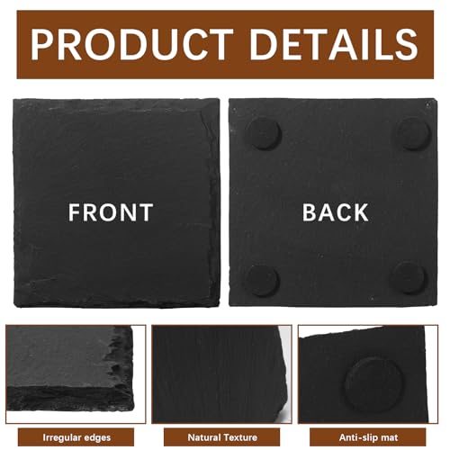 60 PCS Slate Coasters Black Square 4 Inch Bulk Rock (60 Count)
