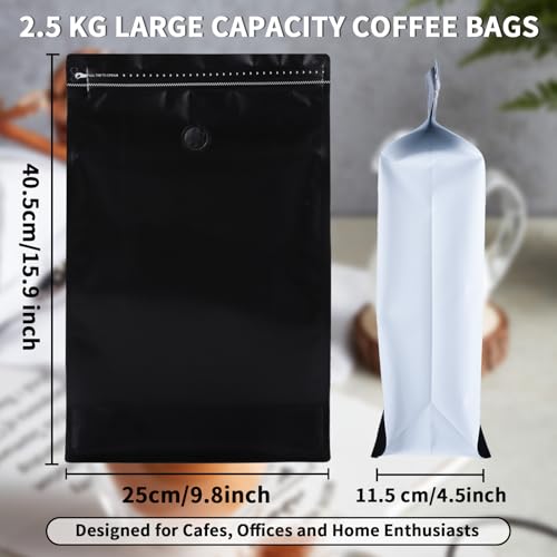 New 2.5 KG Large Capacity Coffee Bags with Valve (50 Count)