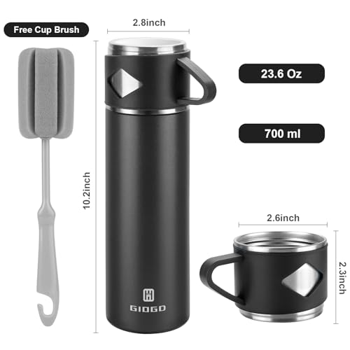 Stainless Steel Thermo 23.7oz Vacuum Insulated Bottle with Cup for Coffee Hot drink and Cold drink water flask