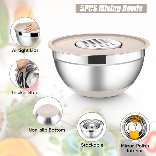 Stainless Steel Mixing Bowls with Lids Set (13 Count)