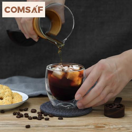 8oz Glass Coffee Mugs Set of 6 (6 Count)