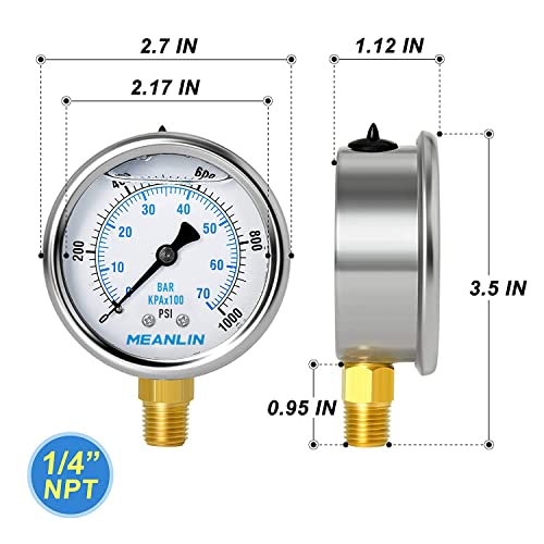 0~1000Psi Stainless Steel 1