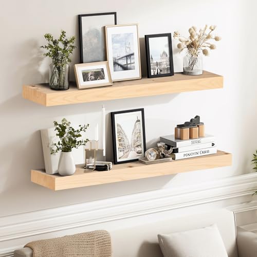 Solid Wood Floating Shelves (2 Count)