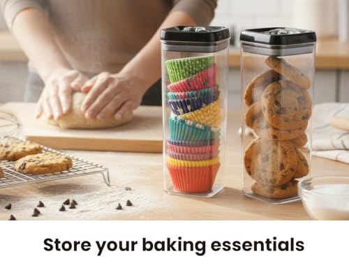 Flip Tite TALL Storage Container with Lid 4" Air Tight Easy Open Ring Top (3 Count)