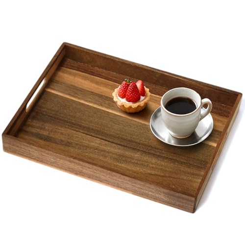 Acacia Wood Serving Tray with Handles
