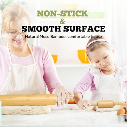 2 Pack（10 inch &17.5 inch） Wooden Rolling Pin for Baking (2 Count)