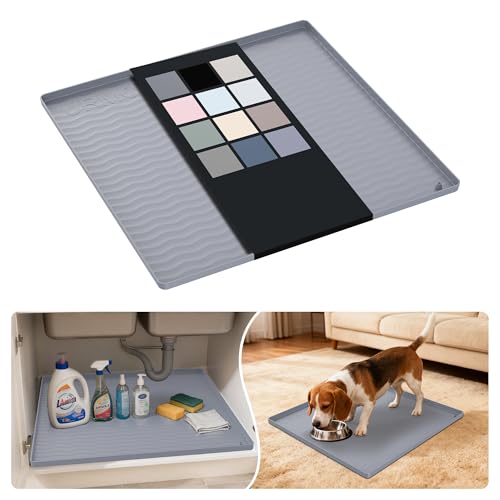 Waterproof Silicone Under Sink Mat 19'' x 19'' Shelf Liner for Kitchen and Bathroom