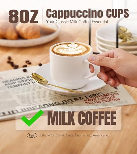 8 Ounce Porcelain Cappuccino Cups Set of 4 (4 Count)