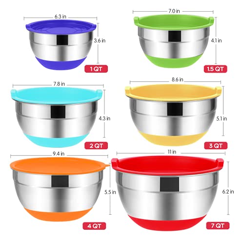 20PCS Stainless Steel Mixing Bowls with Airtight Lids Set