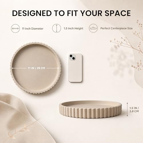 11 Inch Concrete Round Tray Home Decor for Coffee Table Decor