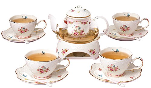 16pcs Vintage Porcelain Flower Series Tea Set with Teapot Warmer