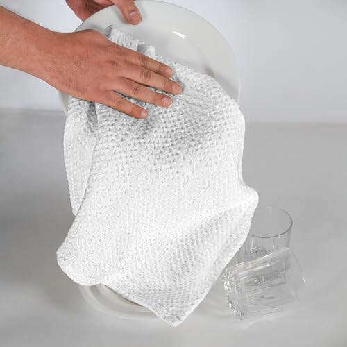 4 Pack Premium Waffle Kitchen Towels with Hanging Loop 16x26 inches