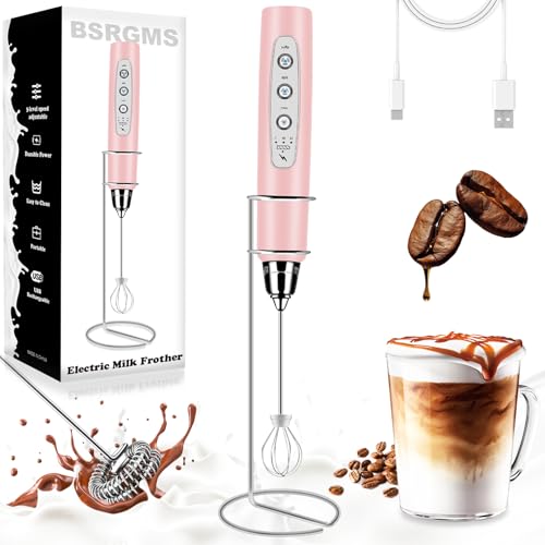 Milk Frother Wand Rechargeable Handheld Whisk Coffee 3 Speed Adjustable