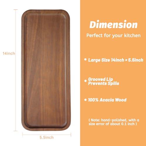 Solid Acacia Wood Serving Tray (3 Count)