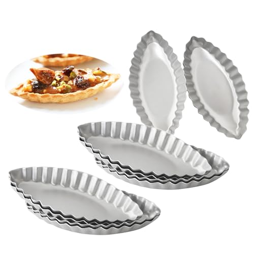 Aluminum Boat Tart Pan Fluted Oval Baking Mold (10 Count)