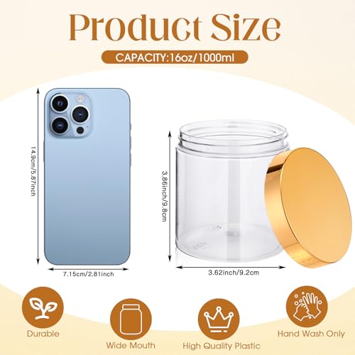 4 Pcs Plastic Jars Wide Mouth with Lids (4 Count)