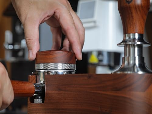 54mm Espresso Distribution Tool Rosewood Adjustable Stainless Steel Coffee Distributor Leveler Compatible with Breville Espresso Machine Accessories