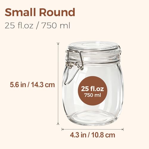 Glass Mason Jars with Airtight Lids 25oz 6 Pack Pickling Pantry (6 Count)
