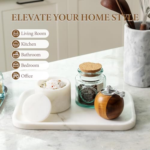 Marble Tray 12"x8" Marble Vanity Tray for Countertop Bathroom Kitchen Dresser
