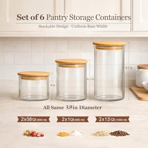 Glass Storage Containers with Lids (6 Count)